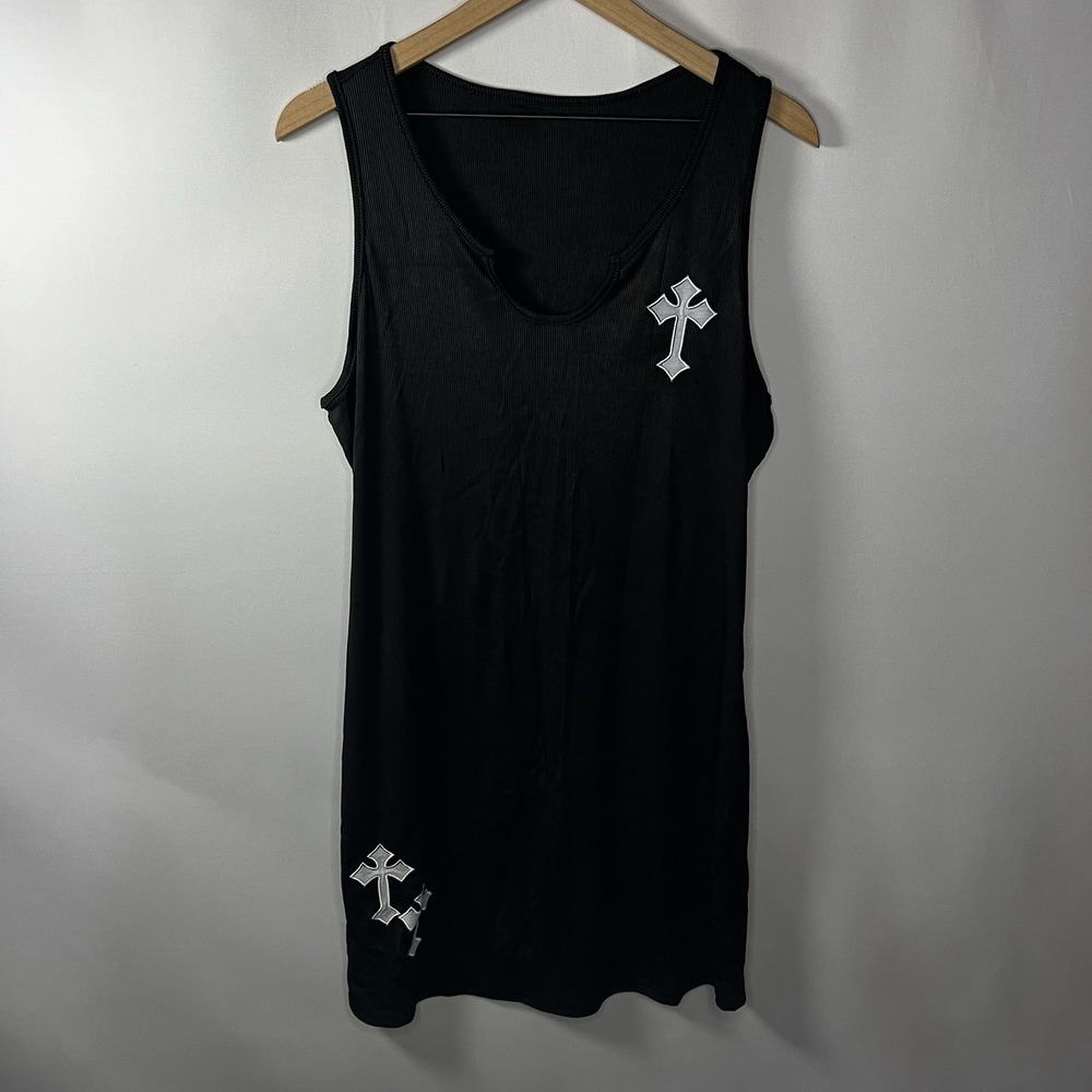 Romwe Dress Women Size‎ 2XL Black Embroidered V-Neck Sleeveless Mini Costume